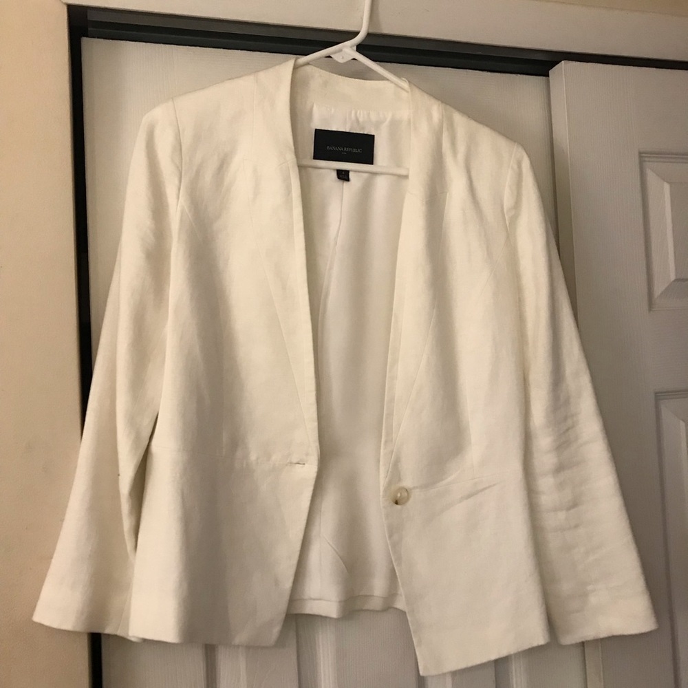 Sleek white linen blazer